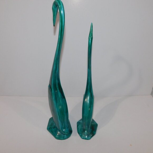 Set of 2 VTG 70s Maple Leaf Pottery 17.5" & 15" long neck Swan Crane Figurines - Picture 5 of 8